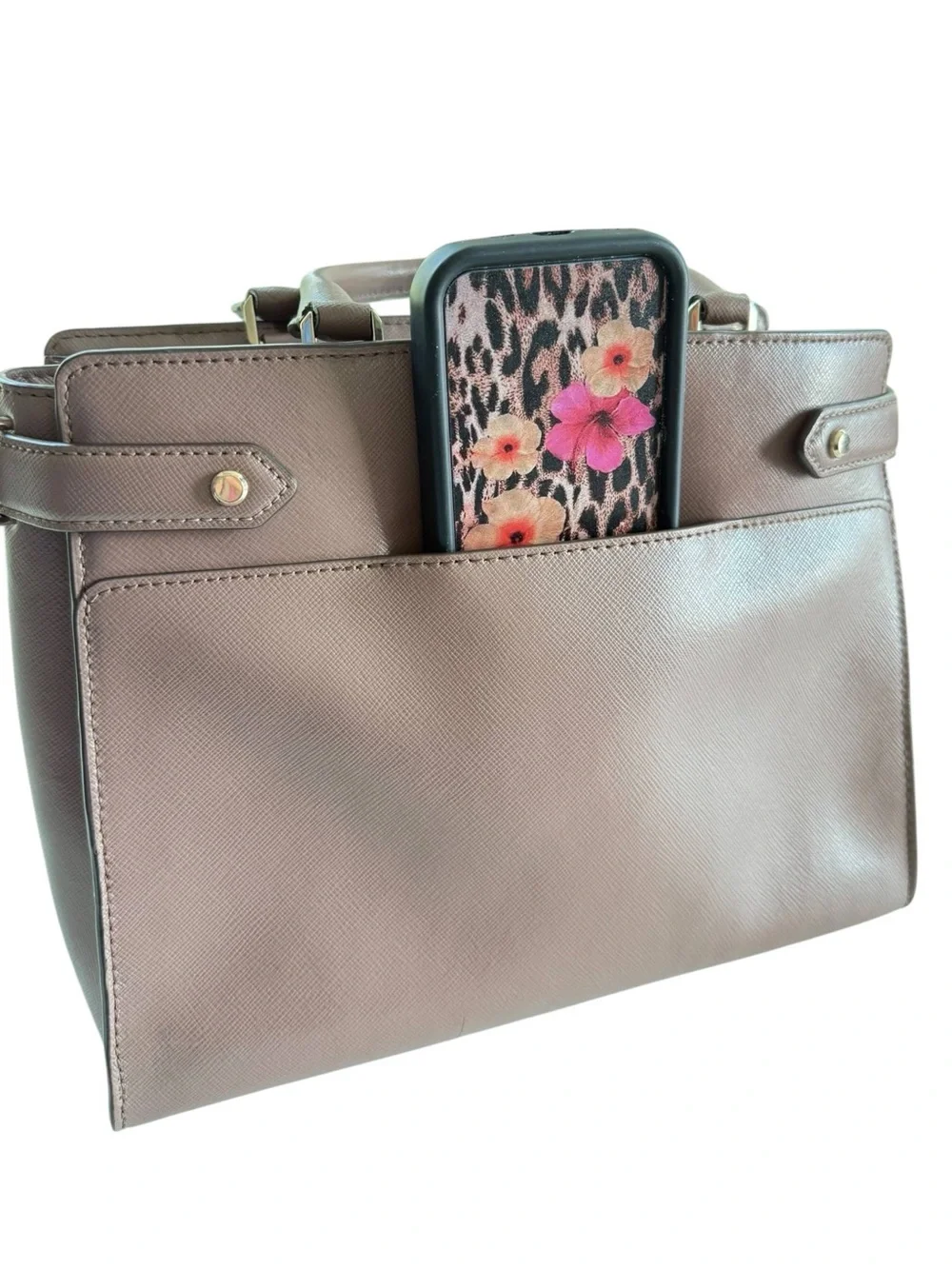 Kate Spade New York Staci Satchel Women Saffiano Leather Mauve Handbag Bag